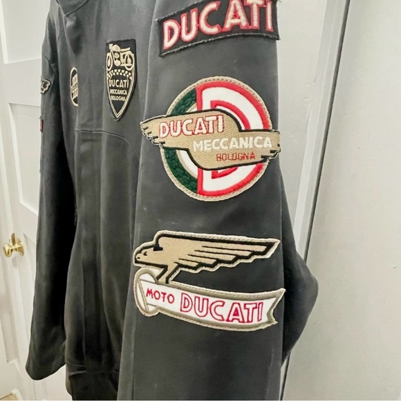 Ducati Black Leather Bomber Jacket for Men - Picture 3 of 12